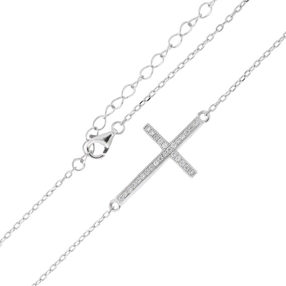 Rhodium Plated White AAA Cubic Zirconia Religious Cross Necklace/Pendant-Gift Rhodium Plated White AAA Cubic Zirconia Religious Cross Necklace/Pendant-Gift