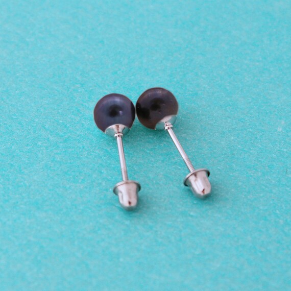 14k Yellow or White Gold or Sterling Silver Dark Red Simulated Coral Ball Safety Screwback Earrings