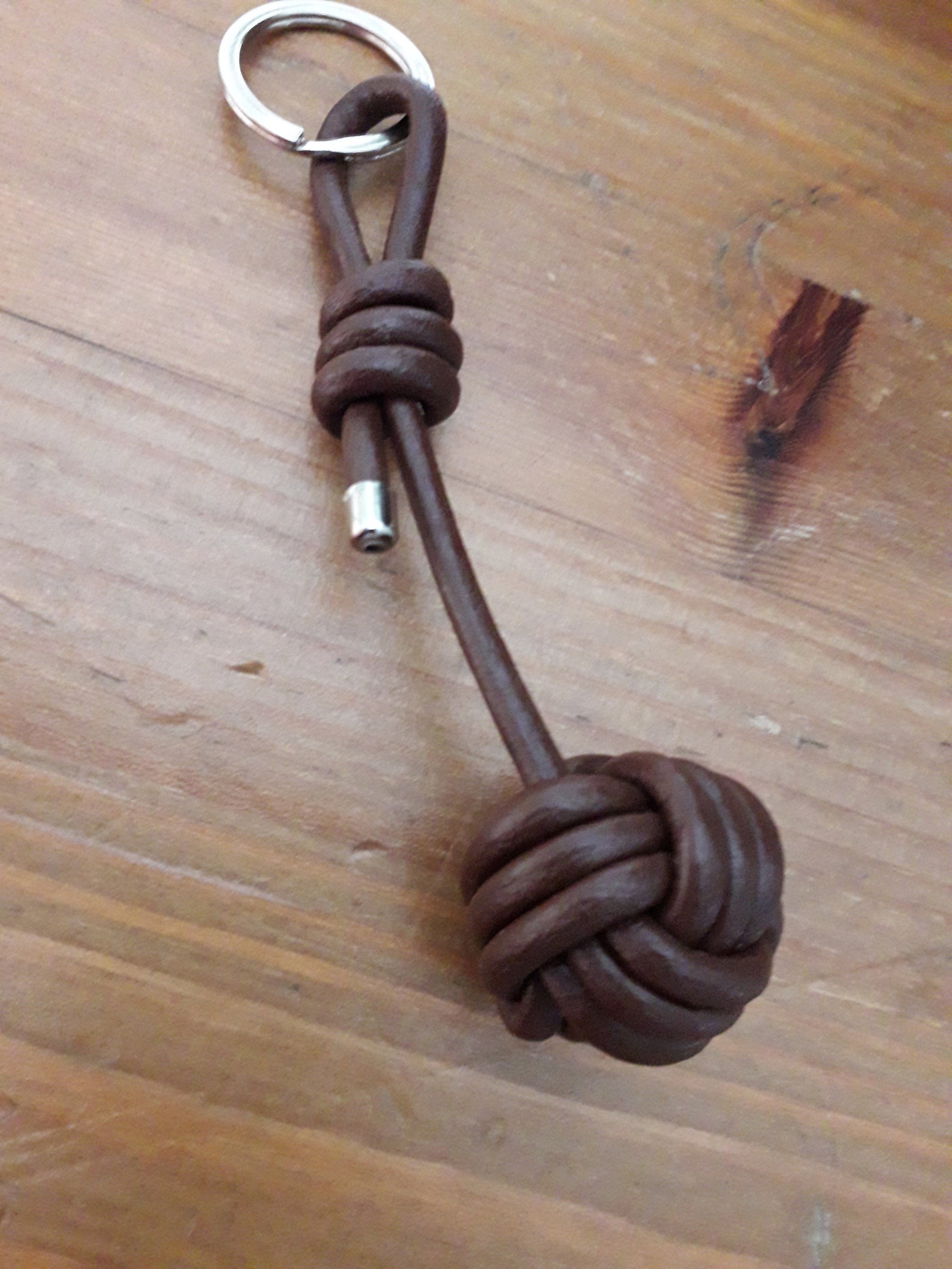 LEATHER keychain. Monkey fist knot. Nautical knot Etsy