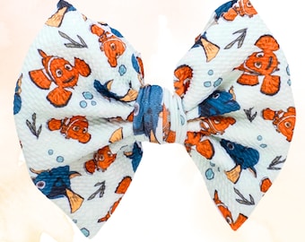 Lazo para el cabello BAJO EL MAR / Lazos para niñas inspirados en peces, pañuelo para la cabeza, lazo con clip de nailon, lazos para bebés / a juego para hermanos / Mamá y yo