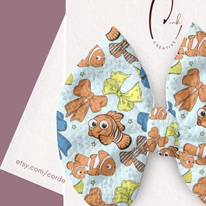 Fiocco per capelli a tema famiglia di pesci / Fiocchi per bambine ispirati ai pesci, fascia per capelli, fiocco con clip in nylon, elastici per capelli