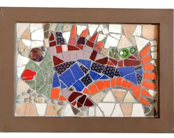 Mosaic fish Wall hanging Ceramic wall art Framed mosaic