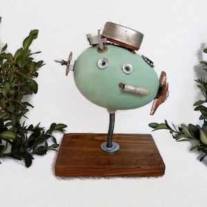 Wooden old submarine zeppeline Nautilus Steampunk sculpture airship Desk accessory Unusual paperweight Gift for men women