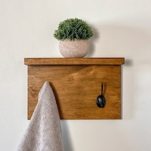 Rustic Towel Rack with Shelf | Handmade Rustic Coat Rack | Entryway Organization | Towel Hooks or Coat Hooks