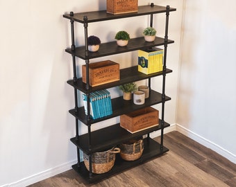 Industrial Pipe and Wood Shelf | Rustic Bookshelf | Home & Living | Free Standing Rustic Shelving Unit | Rustic Shelves