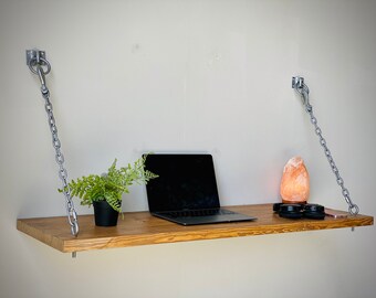 Industrial Standing Desk | Chain Hanging | Shelf Desk | Floating Desk | Industrial Stand-Up Desk | Chain Hanging Stand