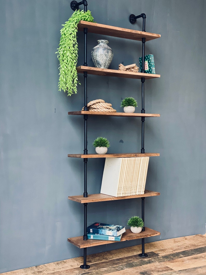 Industrial Wall Mount Ladder Shelf Rustic Bookshelf Home & Etsy