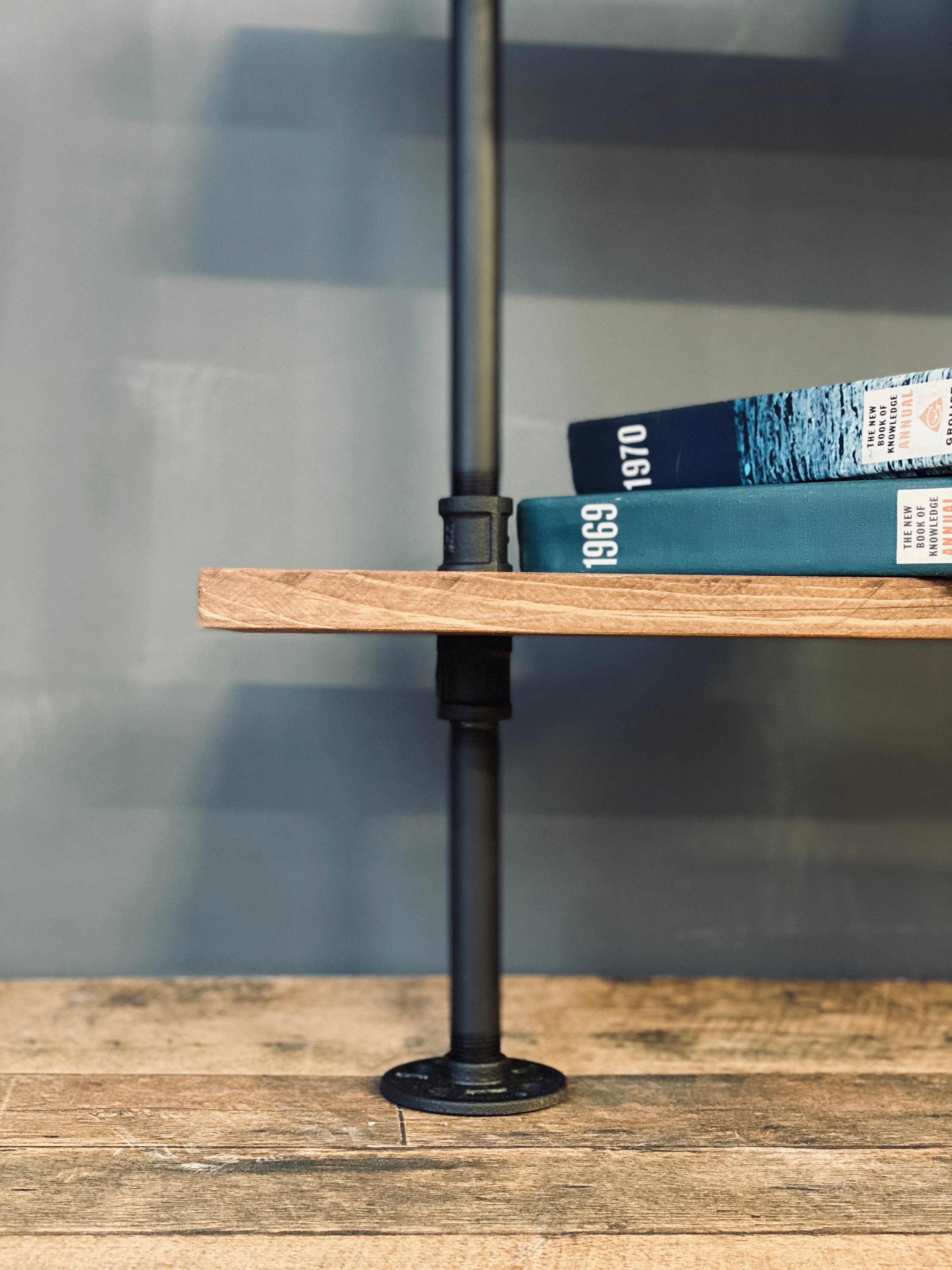 Industrial Wall Mount Ladder Shelf Rustic Bookshelf Home Etsy