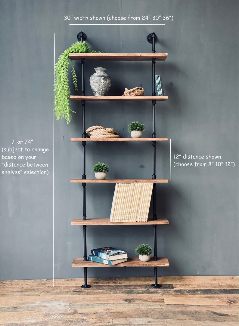 Industrial Wall Mount Ladder Shelf Rustic Bookshelf Home & Etsy