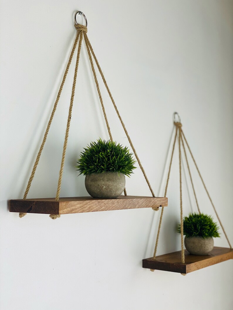 2 Pack Rope Shelf Rope Hanging Shelves Rustic Floating Etsy
