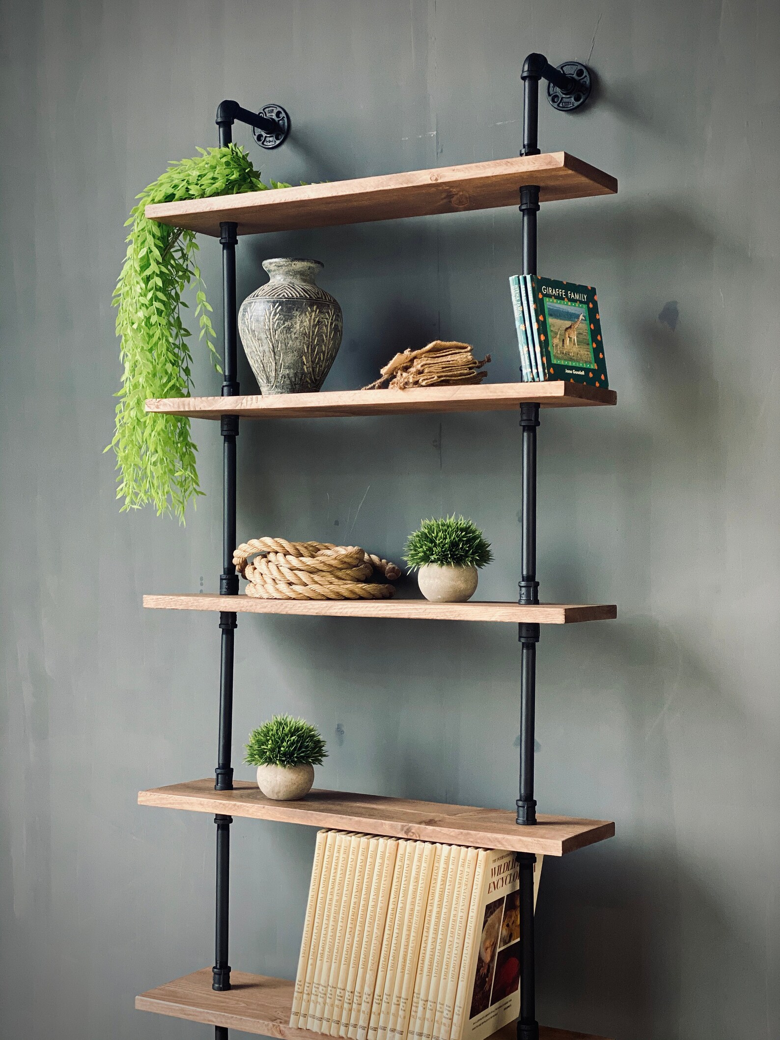 Industrial Wall Mount Ladder Shelf Rustic Bookshelf Home & Etsy