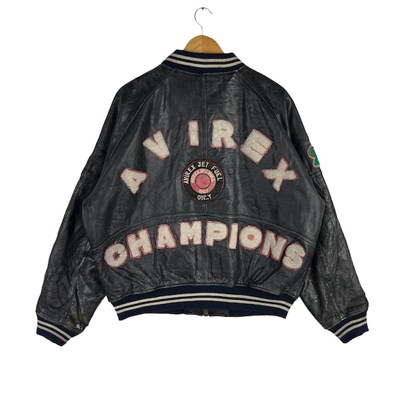 Vintage 90s AVIREX Jet Fuel Only Champions Leathe… - image 1