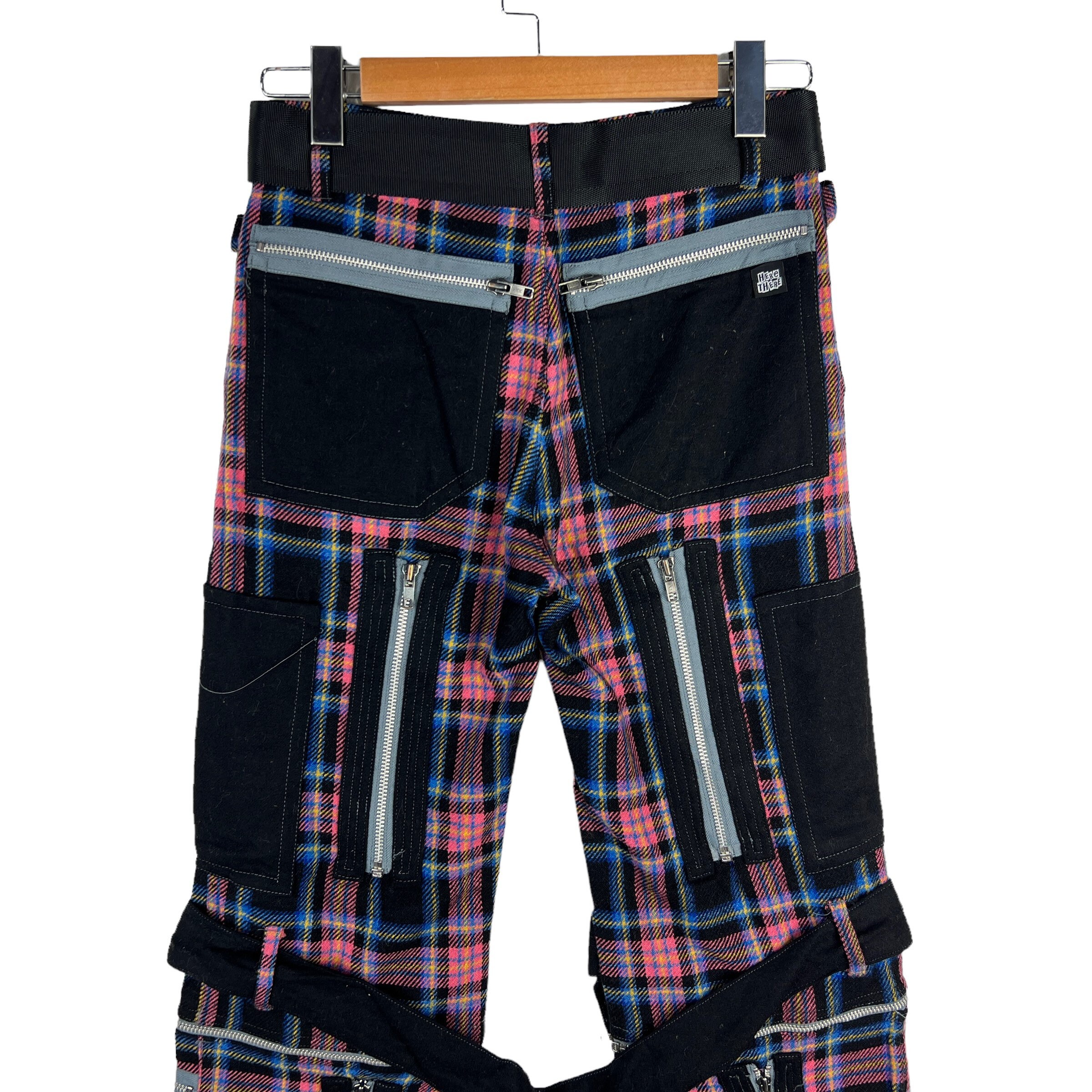HERE THERE Bondage Pants Punk Checkered Japanese Brand