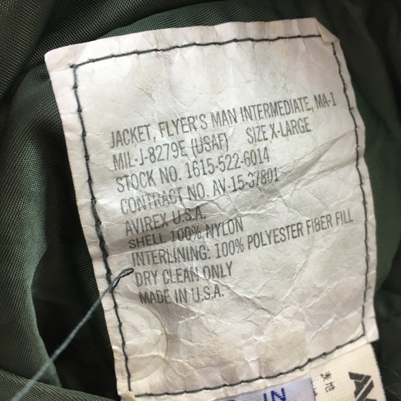 Vintage AVIREX USA Bomber Jacket Type L-2B US Air Force Big Logo Military Style Vintage Mens Clothing