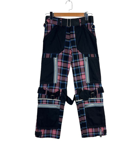 HERE THERE Bondage Pants Punk Checkered Japanese Brand