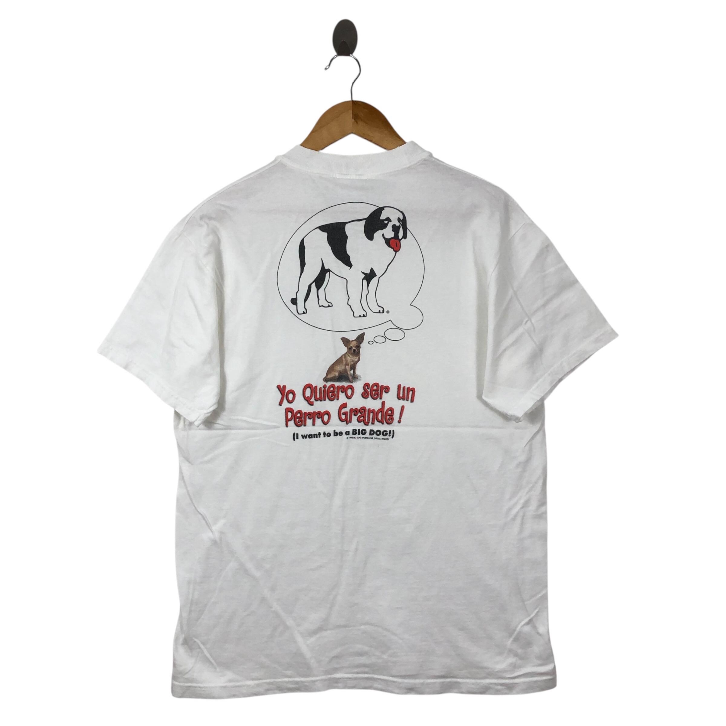 【LYFT希少】 DOG GRAPHIC VINTAGE BIG T-SHIRT Vintage 90s Big Dogs Taco Bell Parody Shirt White Graphic Tee 1998
