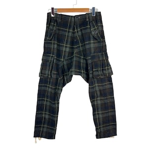 RÖVTSKI Cargo Pants Wool Checkered  Drop Crotch Unstructured Japanese Brand