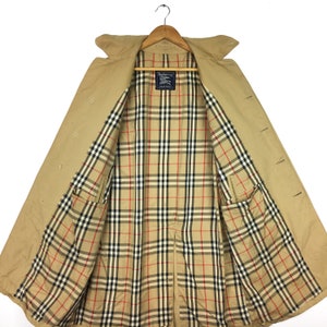 Rare!!! Vintage BURBERRYS' Long Coat Nova Check Beige Colour Luxury Brand Medium Size Gift