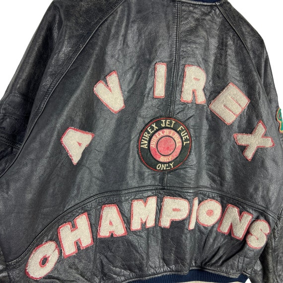 Vintage 90s AVIREX Jet Fuel Only Champions Leathe… - image 3