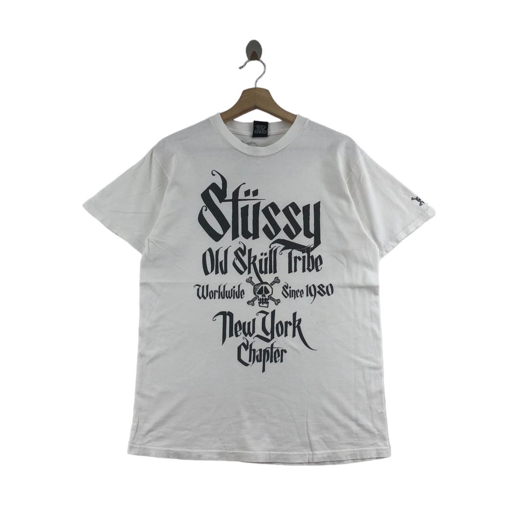 STUSSY Old Skull Tribe T-shirt Streetwear Big Logo Spellout STUSSY Old Skull Tribe T-shirt Streetwear Big Logo Spellout