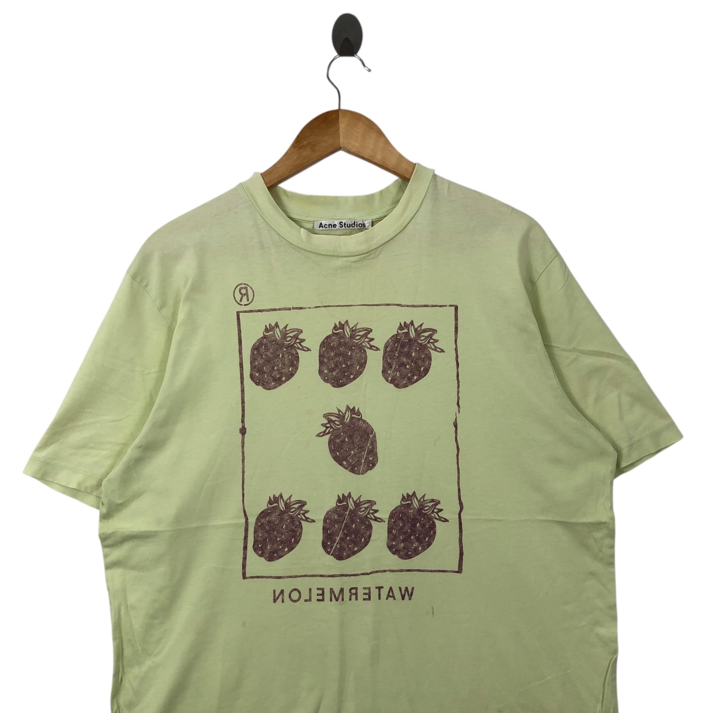 Acne Studios Vintage Style Strawberry Reverse Logo Graphic T-Shirt 