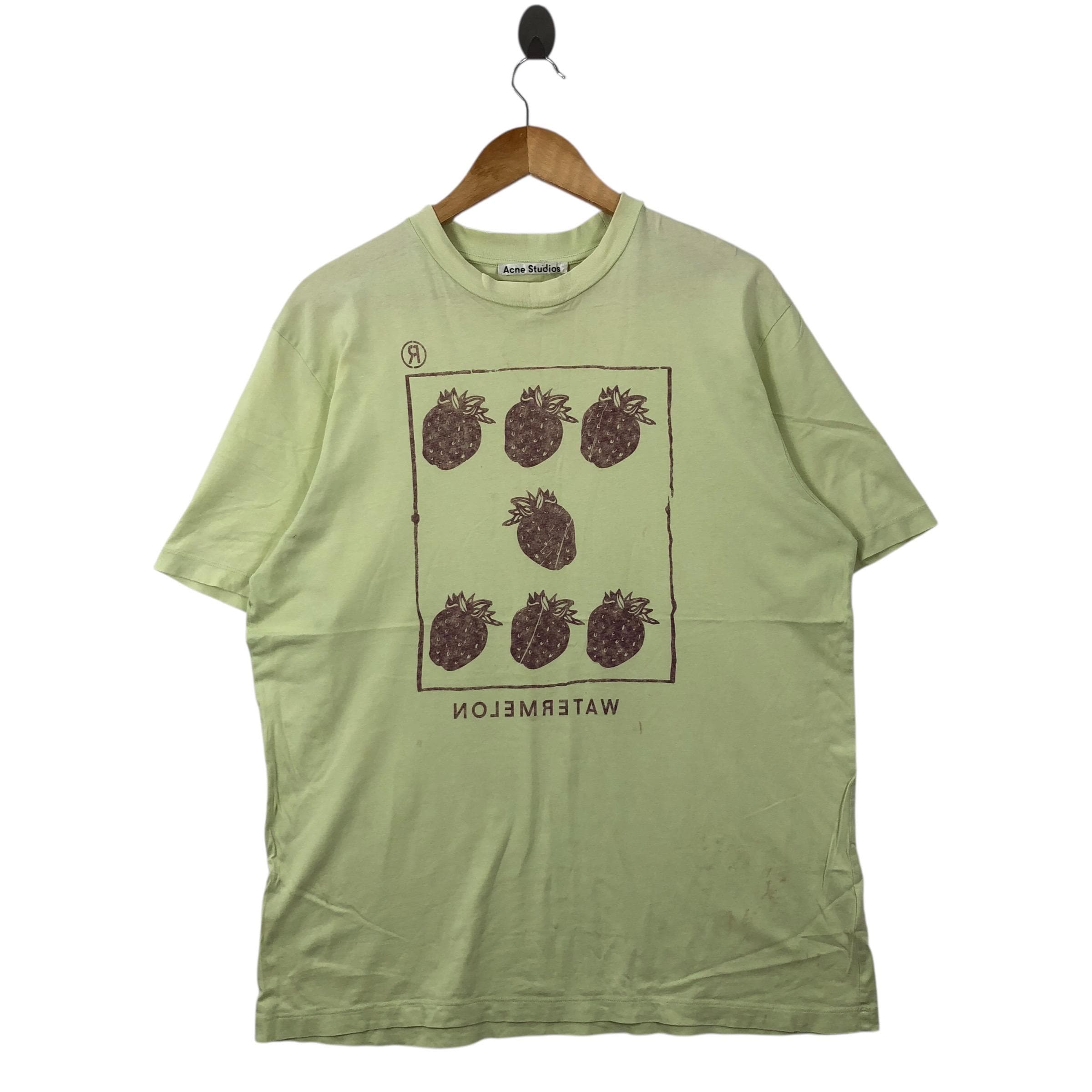 Acne Studios Vintage Style Strawberry Reverse Logo Graphic T-shirt 