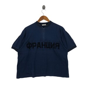 Vintage 80s YA-KURAUDO T-Shirt Big Logo Half Zipper Vintage Clothing
