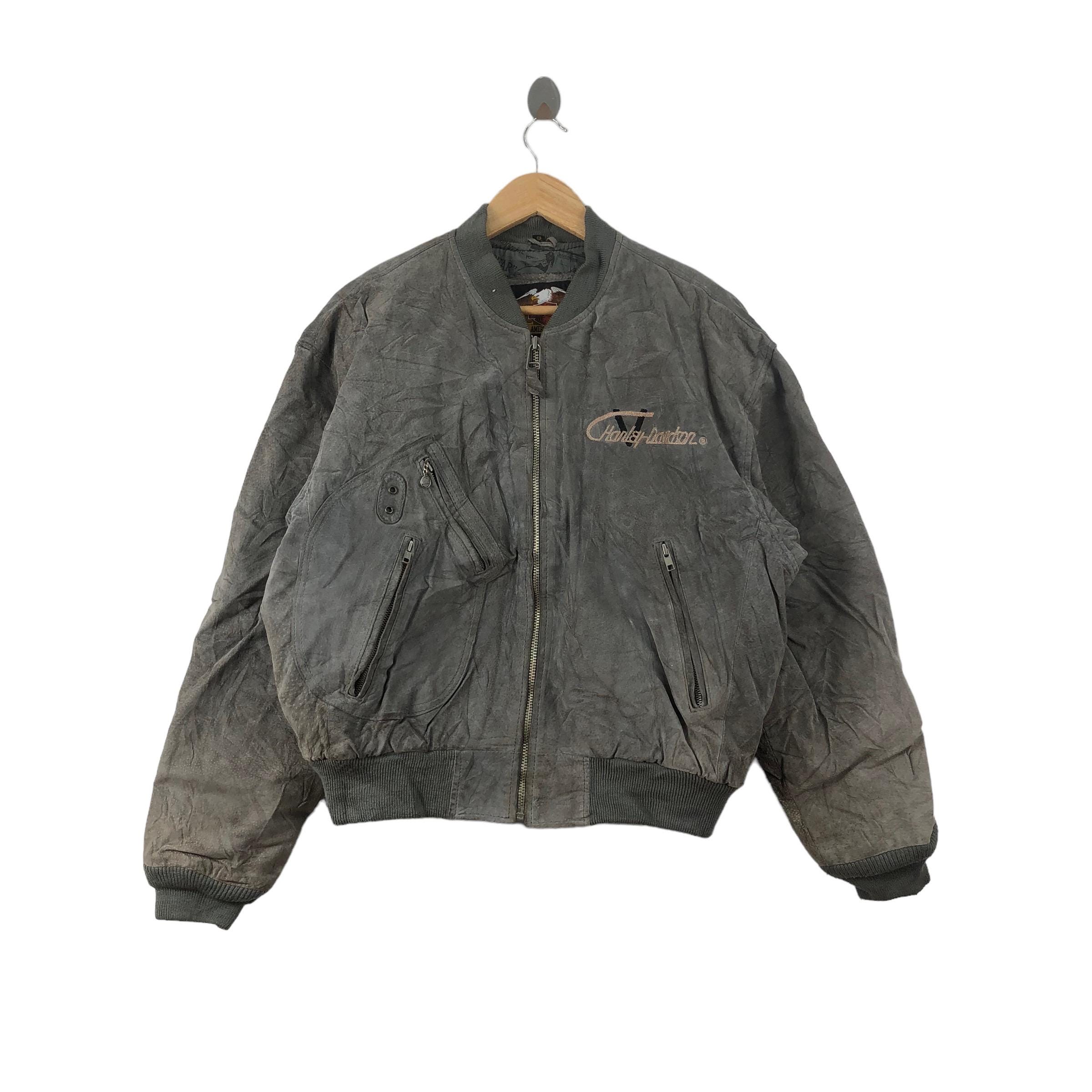Vintage 80s Harley Davidson V-twin Power Leather Bomber Jacket