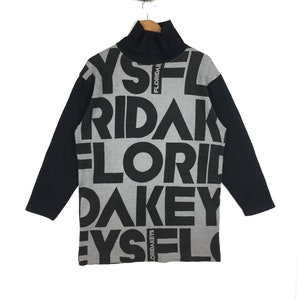 Vintage Florida Keys Sweatshirt: Big Logo Pullover, Black High Neck