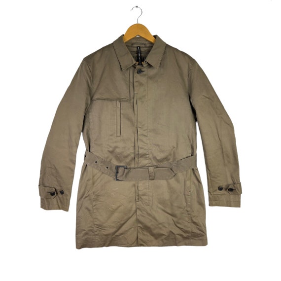 Neil Barrett, Vintage Blackbarrett Neil Barrett Belted Military Trench Jacket Size M Khaki Quilted Lined Utility Techwear Outerwear Coat Men