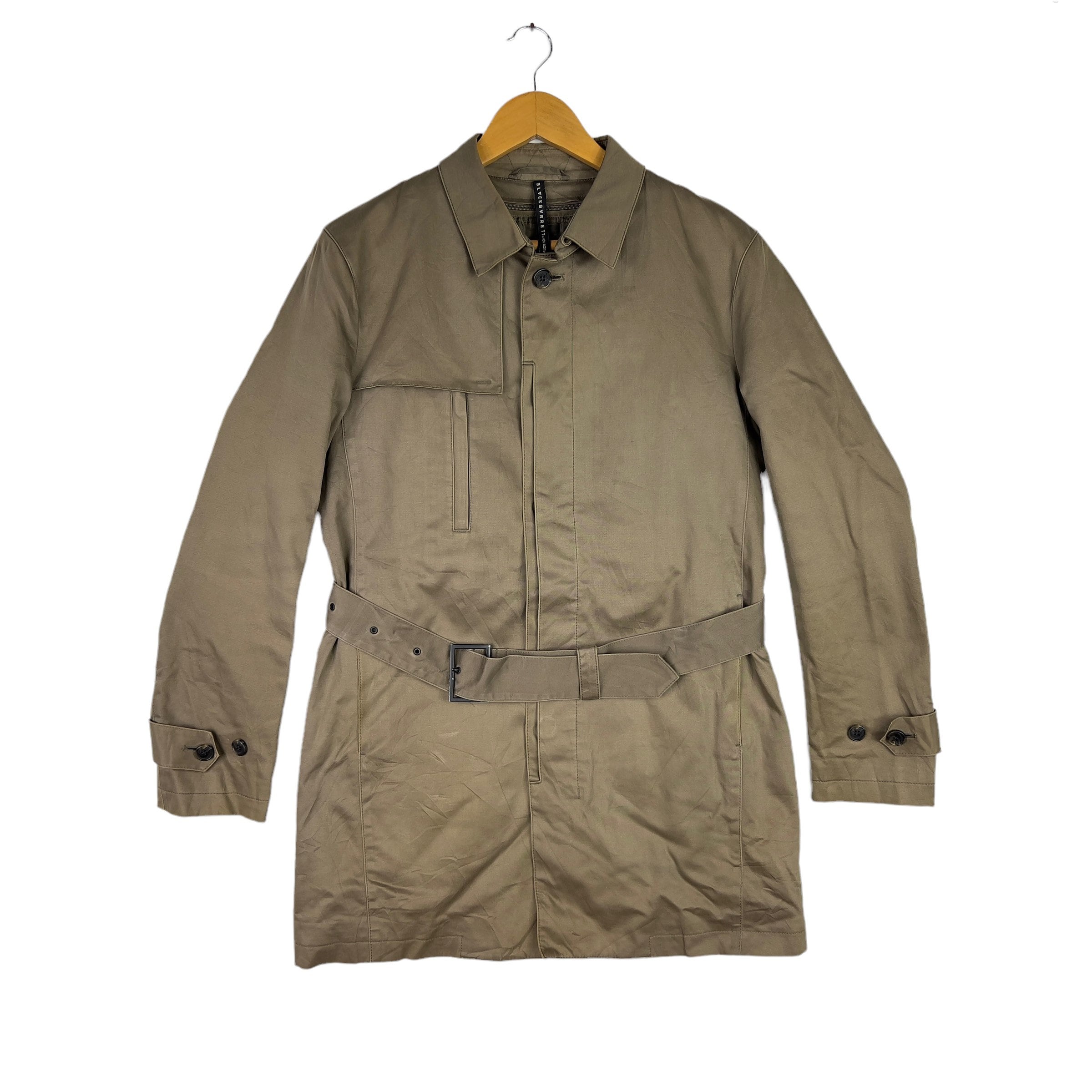 Neil Barrett, Vintage Blackbarrett Neil Barrett Belted Military Trench Jacket Size M Khaki Quilted Lined Utility Techwear Outerwear Coat Men