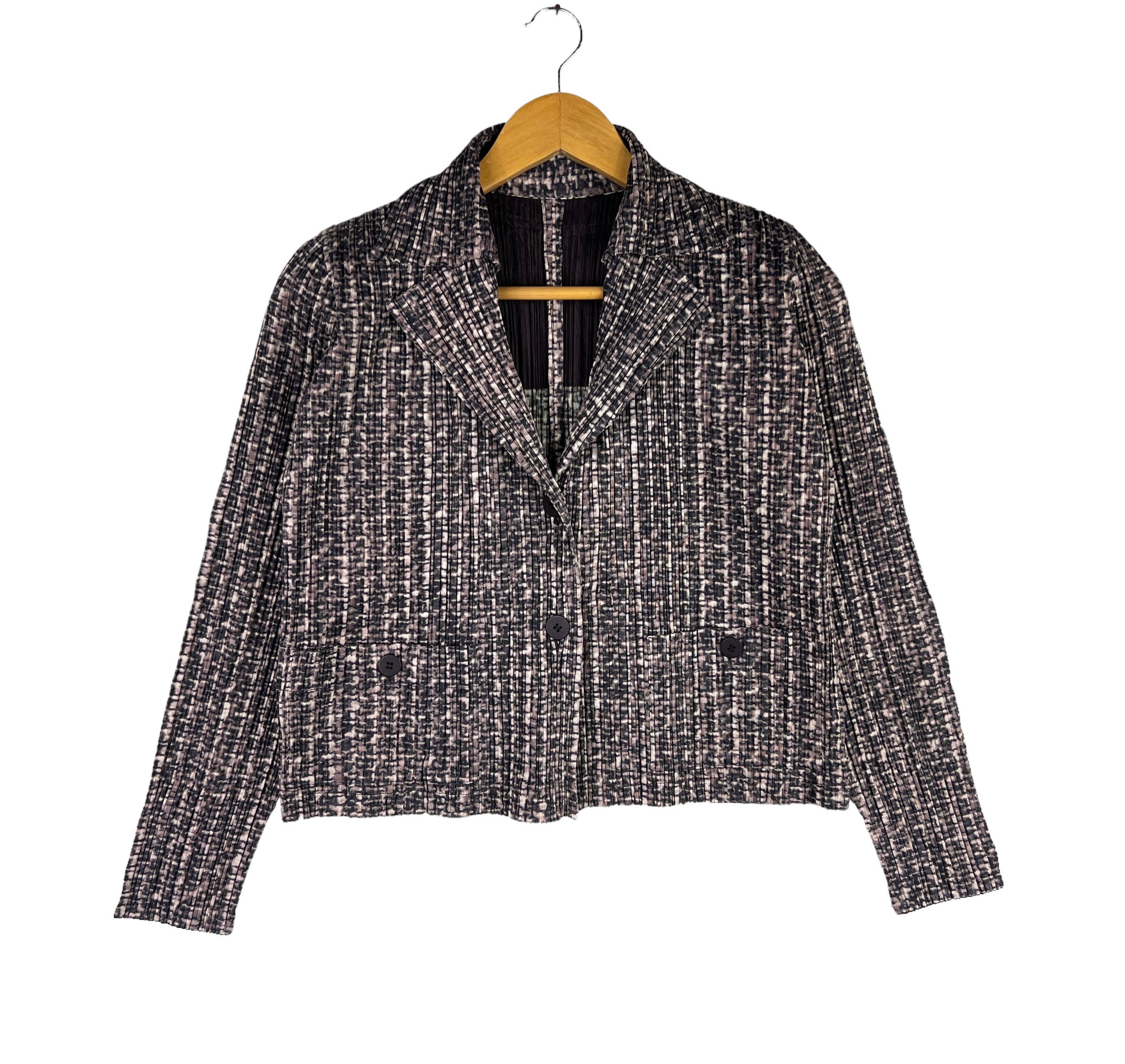 ISSEY MIYAKE Pleats Please Jacket Crop Pleated Elegant ISSEY MIYAKE Pleats Please Jacket Crop Pleated Elegant