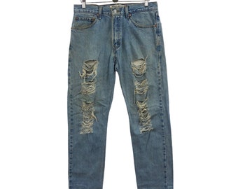 Pantalones vaqueros Levi’s 505 vintage desgastados, talla W32 L32 / Denim azul desgastado de 2008 / Corte recto regular para hombre / Estilo grunge Y2K, pantalones desteñidos