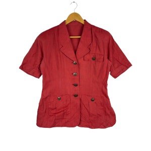 Vintage KARL LAGERFELD Blazer Short Sleeve Red Colour Legendary German Fashion Designer
