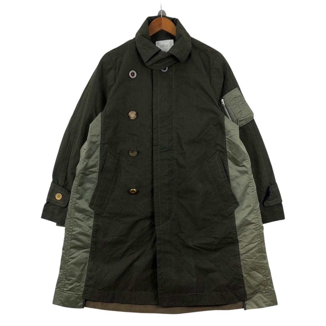 Sacai Hybrid Trench Coat MA-1 Bomber Jacket Khaki Green Cotton