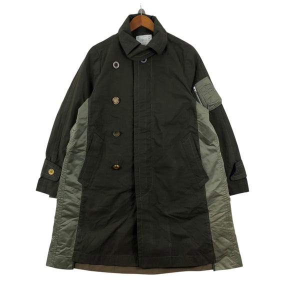 Sacai Hybrid Trench Coat MA-1 Bomber Jacket Khaki Green Cotton