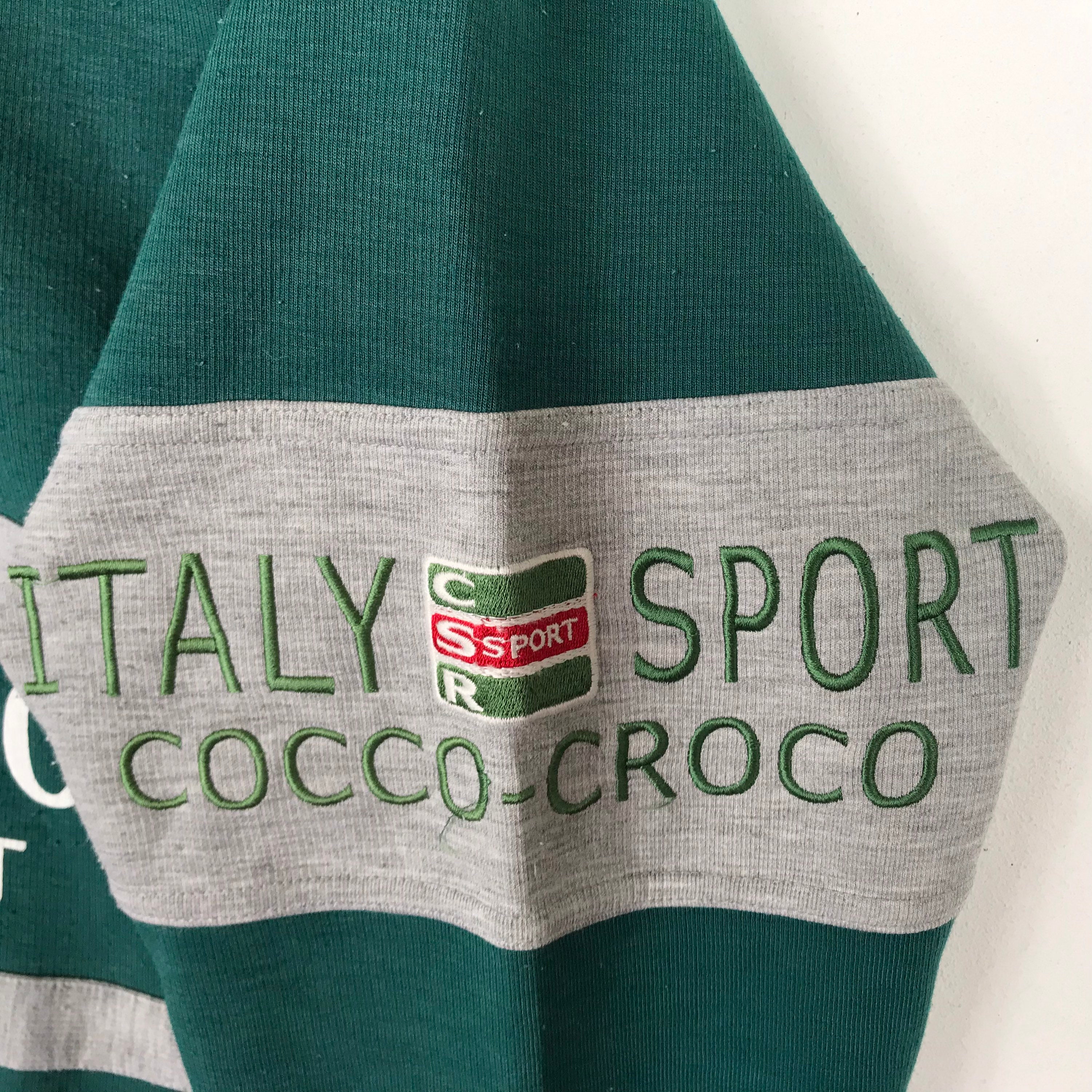 Vintage COCCO-CROCO Italy Sweatshirt Big Logo Embroidered Pullover Jumper Hiphop Swag Streetwear