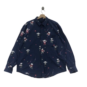 Vintage PAPAS Shirt Buttons Up Bear Hockey Ice Japanese Brand