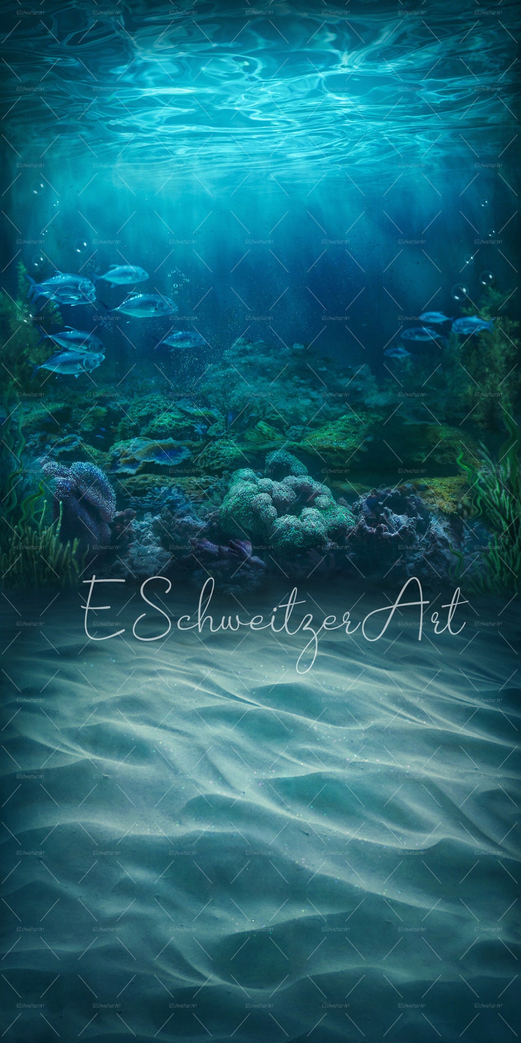 Ocean Photo Backdrop Magic Underwater Digital Backdrop. Ocean Vertical Background for ...