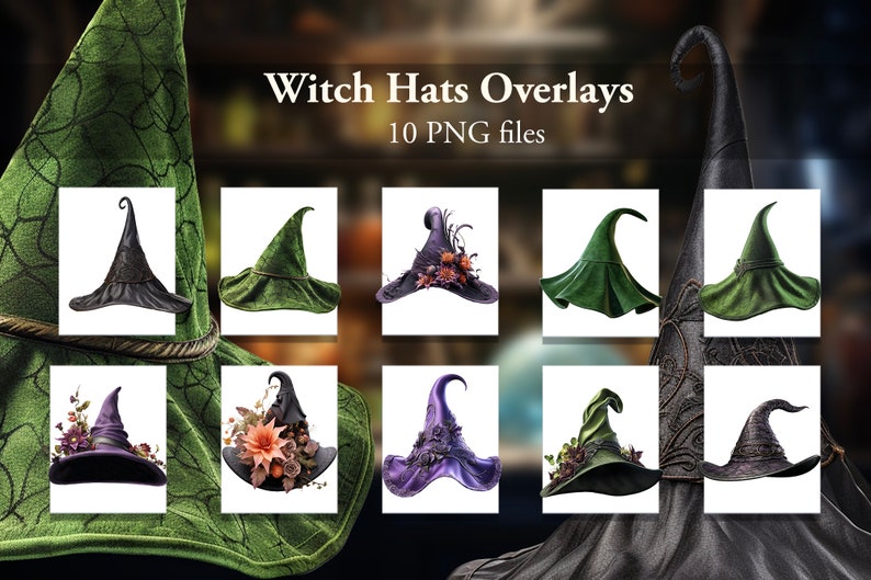 Witch Hat Magic Photo Overlay. 10 PACK. PNG Files. Digital Download ...