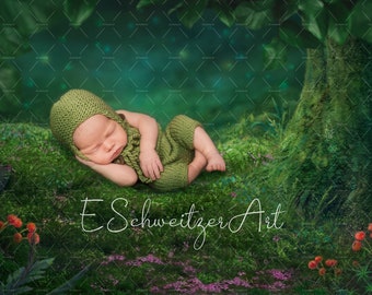 Enchanted Moss Forest Background. Magical Backdrop with Copy Space. Fairy Wood. digital download. Fantasy Backdrop. Newborn Photography.