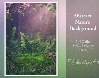 Abstract nature background. copy space Enchanted Moss Forest Background. Magical Backdrop. Fairy Wood. digital download. fantasies. Flowers.