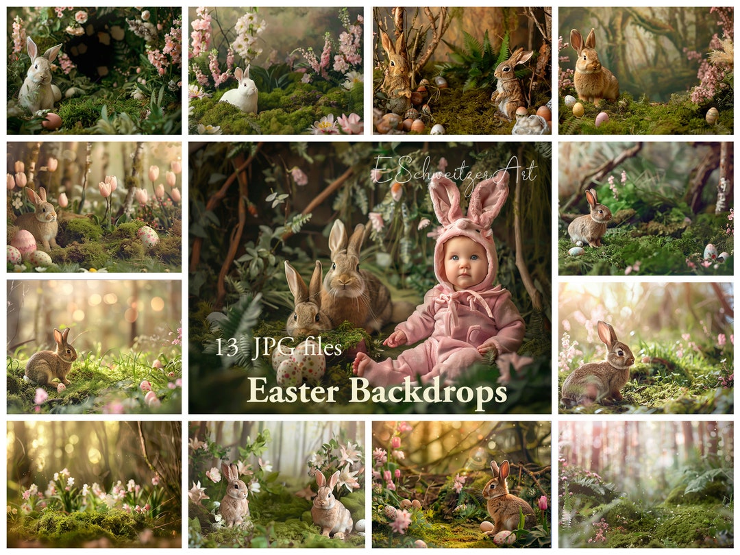 Easter Enchanted Magic Forest Digital Backdrop Bundle. Newborn Children ...
