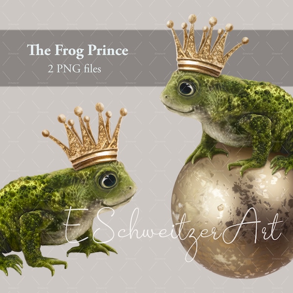 2 PACK. The Frog Prince PNG files isolated on transparent background. Overlays for composite. Fairy Tale Children Photography