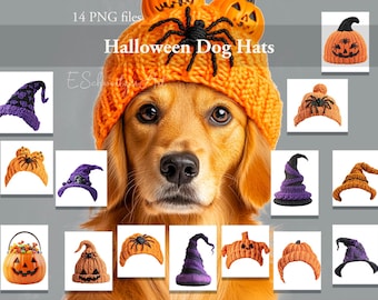 Sovrapposizione di foto di cappelli di Halloween per cani