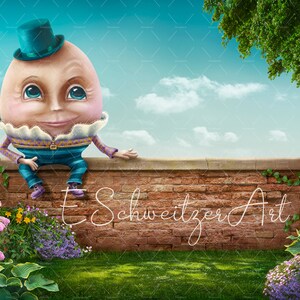 2 PACK. Humpty Dumpty Digital Backdrop for Photographer. Fairy Tale Background. Alice in Wonderland. digital download. Printable Art. Wall.
