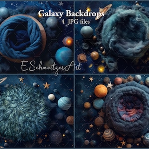 Galaxy Newborn Digital Backdrop. Space Stars Cosmic Background For Photographers. Photography. Bundle. 4 PACK