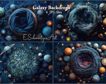 Galaxy Newborn Digital Backdrop. Space Stars Cosmic Background For Photographers. Photography. Bundle. 4 PACK