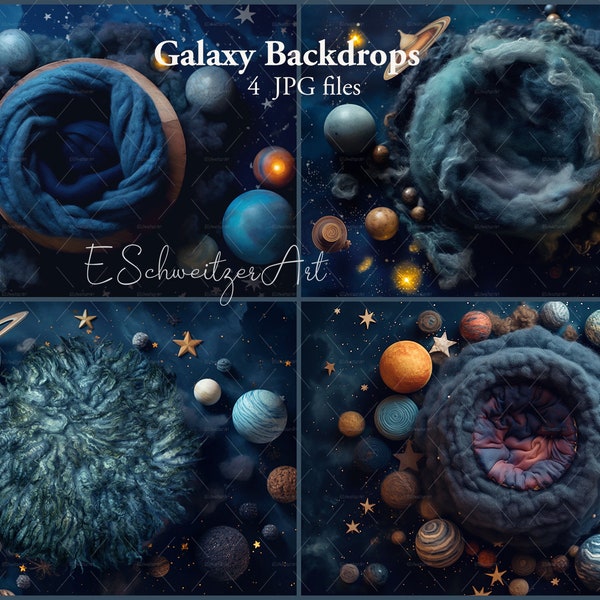 Galaxy Newborn Digital Backdrop. Space Stars Cosmic Background For Photographers. Photography. Bundle. 4 PACK
