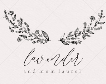 Laurel Wreath Clipart | Botanical Line Art, Wedding Invitation (Digital Download)